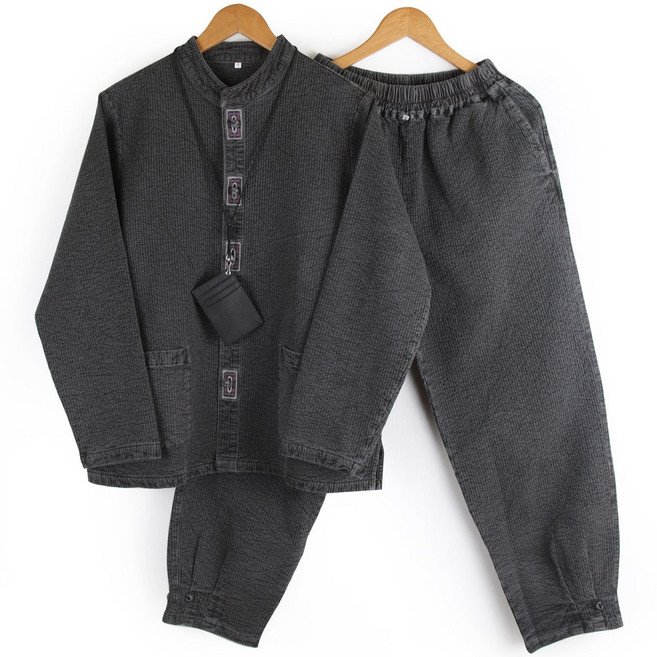 봄 가을 초겨울용 국내제작 면100% 남자 생활 개량한복 공용 자수 포인트 이중지 생활한복 캐주얼한복 세트