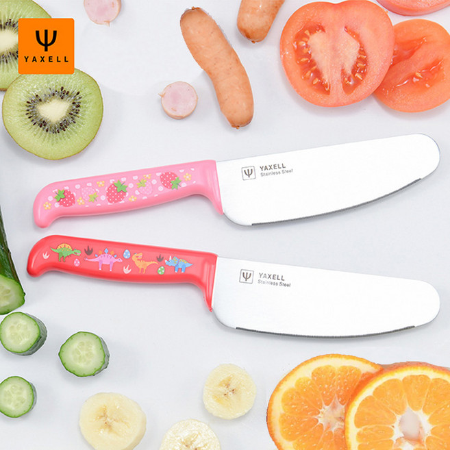 일본 약셀 스텐 아동용 어린이 안전칼 주방놀이 나이프, 1개, 공룡레드