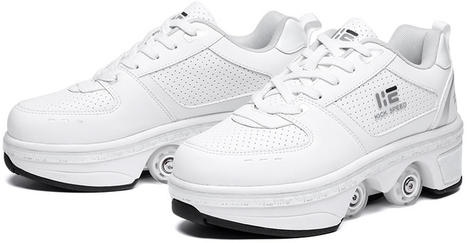 롤러슈즈 바퀴달린 바퀴휠 운동화 인라인 LED 힐리스 스케이트 롤러, 화이트