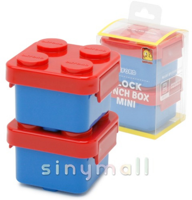 bebe 옥스포드 블럭 런치박스 유아 도시락 미니2p (레드), 1개