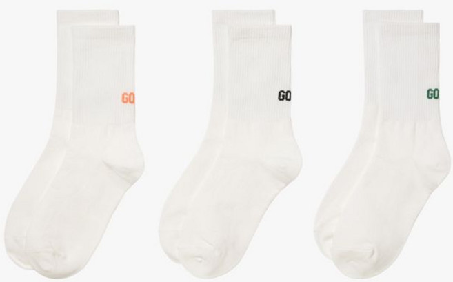 GOALSTUDIO LETTERING SOCKS 3 PACK-화이트