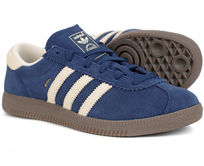 아디다스 베른 W 스니커즈 나이트 인디고 SAND 블루-아이보리 3S 로고