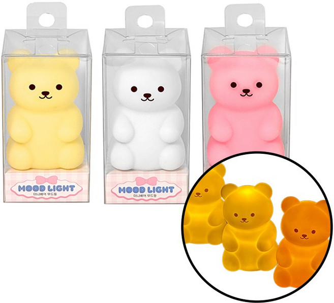 [한스지몰] 미니 베어 무드등 3종 1세트