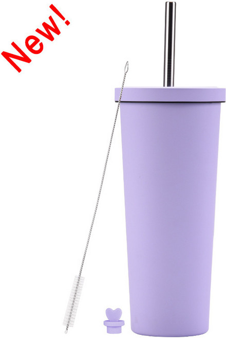 대용량 830ml 텀블러 대공 버블티컵 로고 스텐 빨대컵, 퍼플 타로 (신컬러), 1개