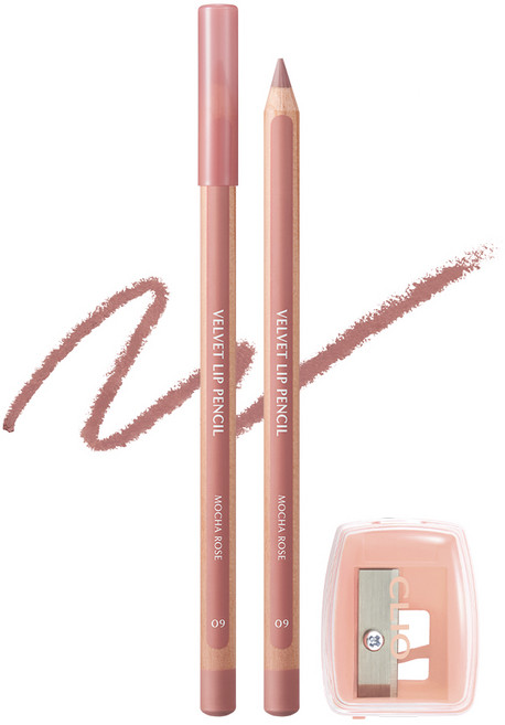 클리오 벨벳 립 펜슬 기획세트 (본품+샤프너 구성), 009 모카로즈, 1.45g, 1개