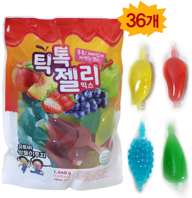 틱톡 젤리 40gx36개 젤리뽀 (동전초콜릿 증정), 1개, 1.44kg