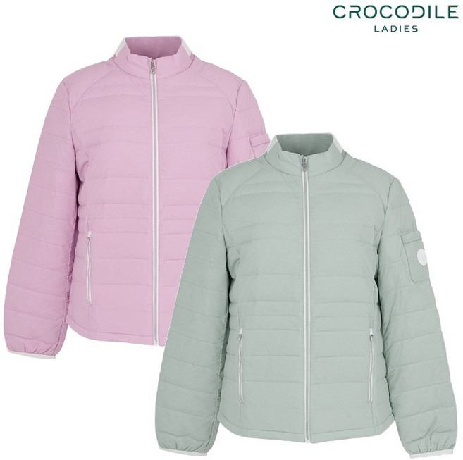 크로커다일레이디 크로커다일레이디(CLESDW201) 카라 컬러 니팅 경량 덕 다운 점퍼_GN