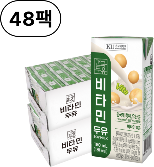 건국유업 비타민 두유, 190ml, 48개