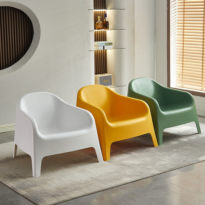 하비 와이드 체어 카페의자 낮은 플라스틱 인테리어 1인 야외 테라스 예쁜 디자인, 그레이, 1개