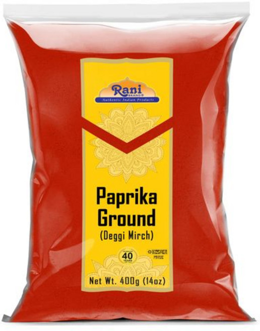 라니 파프리카 (데기 미르치) 향신료 파우더 분쇄 400g Rani Paprika (Deggi Mirch Low Heat) Spice Powder Ground 14oz (40, 폴리백, 14.1온스(1팩), 1개