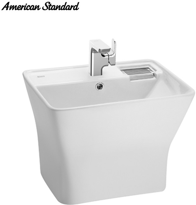 플랫네츄럴S C135600L/아메리칸스탠다드/반다리일체형세면기/비누대포함/욕실세면대/화장실세면기/신제품, 수동, S자트랩 (바닥배수), 정품폽업/트랩(+25000), 1개