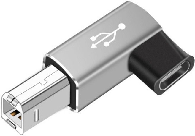 USB Type-C 轉 USB B 母頭 轉接頭, 1個, 40-758-04(銀色彎頭)