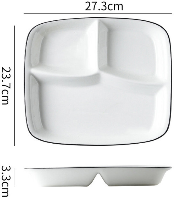 다이어트 1인용 세라믹 분할식판 / 체중조절 나눔접시 / 칼로리 컨트롤 그릇 / 아침식사 도시락 접시, 무지 도자기(Solid Color ), 1개