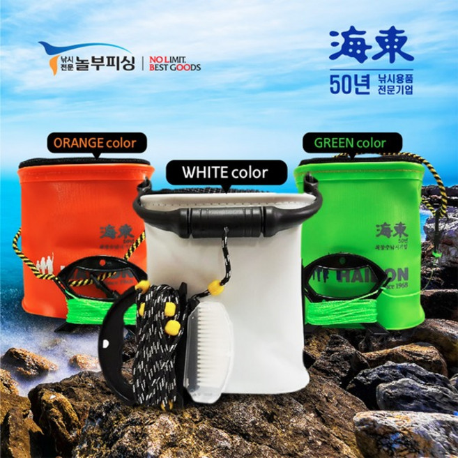 해동 사각 두레박 살림통 접이식 낚시물통 고급형 화이트, 단품