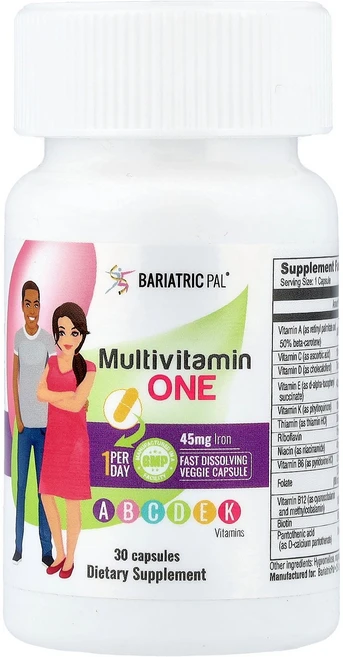 BariatricPal 종합비타민 원 철분 함유 캡슐, 30 개, 1개 - 쿠팡