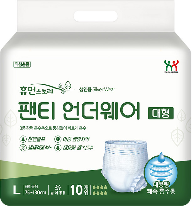 휴먼스토리 성인용 기저귀, 대형, 80매, 1개
