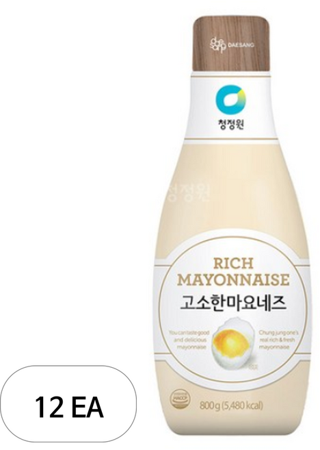 청정원 고소한 마요네즈, 800g, 12개