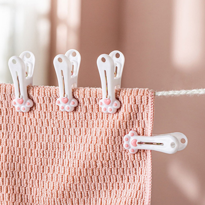 모나코올리브 집게자국 남지않는 말랑 고양이발 빨래집게, 핑크, 12개
