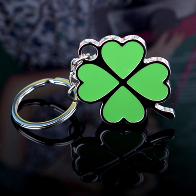숍플랙스 행운 네잎클로버 열쇠고리 키홀더 키링, 1개, 그린