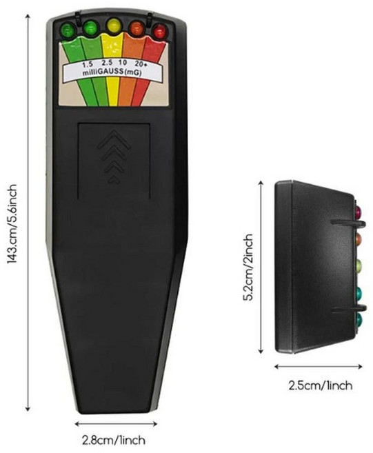 전자기장검출기 5 LED EMF 미터 자기장 탐지기 유령 사냥 초자연적 장비 테스터 휴대용 카운터, 1) Black, 1개