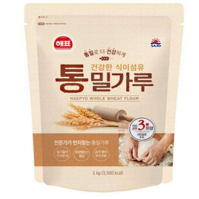 해표 우리밀 통밀가루, 1kg, 8개