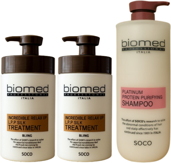 1+1 바이오메드 트리트먼트 프로페셔널 인크레더블 릴렉스업 실크 헤어 마스크+샴푸 1500, 2개, 1L