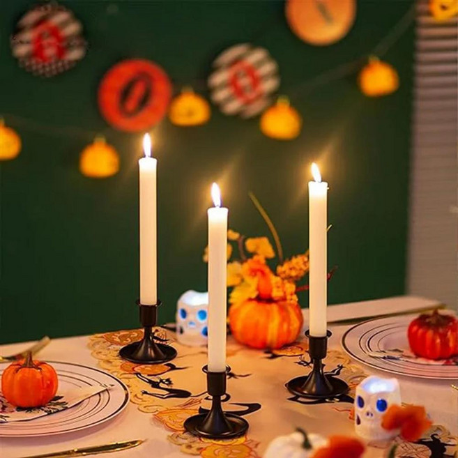 탑타임 캔들 홀더 3종 세트 캔들 가 포함된 폴카 닷 테이퍼 캔들 홀더 세이지 그린 글래스 캔들 홀더 테이블 중앙 조각 결혼식 축제용 0 8인치 캔들 장착, 01 Black, 색상: 1. Black