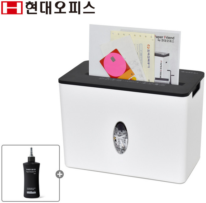 현대오피스 페이퍼프랜드 소형 문서세단기 + 오일페이퍼, 혼합색상, PK-58X
