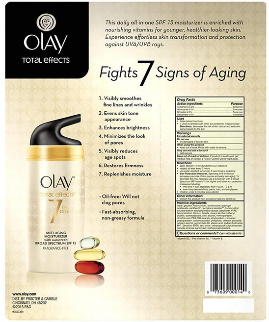 Olay Total Effects 7-in-1 UV 모이스처라이저, Olay Total Effects 7-in-1 UV 모