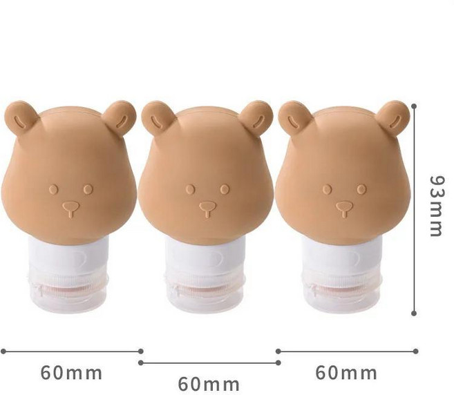 귀여운 여행 병 세트 액체 샴푸 비누 컨디셔너 세면 용품에 대한 휴대용 미니 누출 방지 리필 형 짜기 용기, 01 Three Bear Bottles, 1개