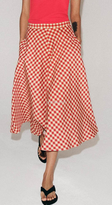 자라 컬렉션 체크 케이프 스커트 2535174