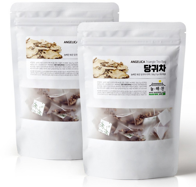 늘해찬 볶은 국산 당귀차 티백 삼각티백 대용량, 1g, 50개입, 2개