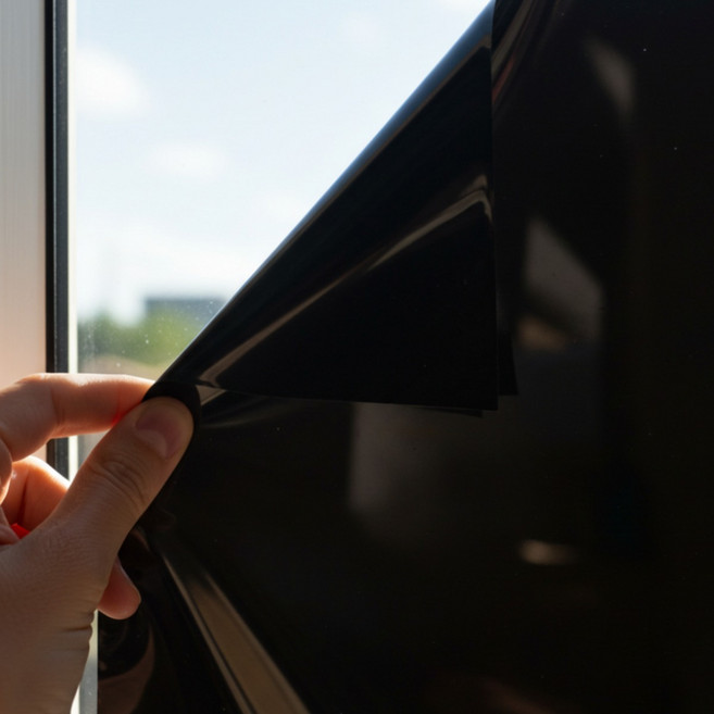 오유핏 사생활보호 무점착 창문 암막 시트지, 블랙