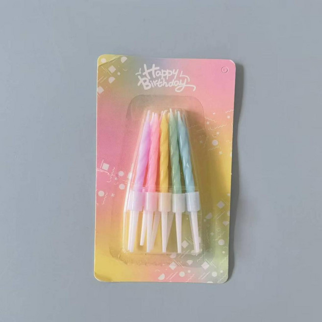 馬卡龍色螺紋生日蛋糕蠟燭 派對裝飾, 1個, 馬卡龍色吸色蠟燭含底座長度7cm20盒, 馬卡龍色