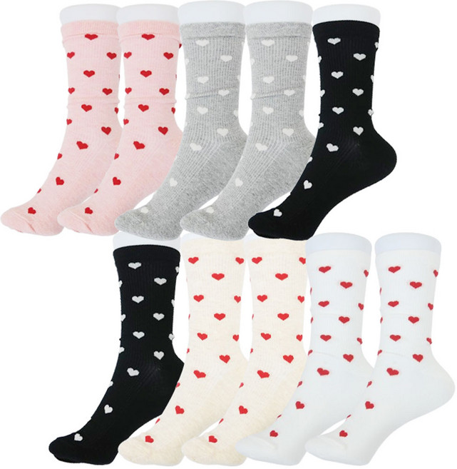 국산 여성용 g롱 하트 잔골지 긴목 양말 20cm 긴목(10켤레)