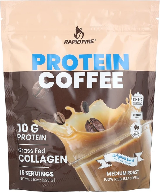 RAPIDFIRE Protein Coffee Original Blend Medium Roast 7.93 oz 225 g, 1개 - 쿠팡