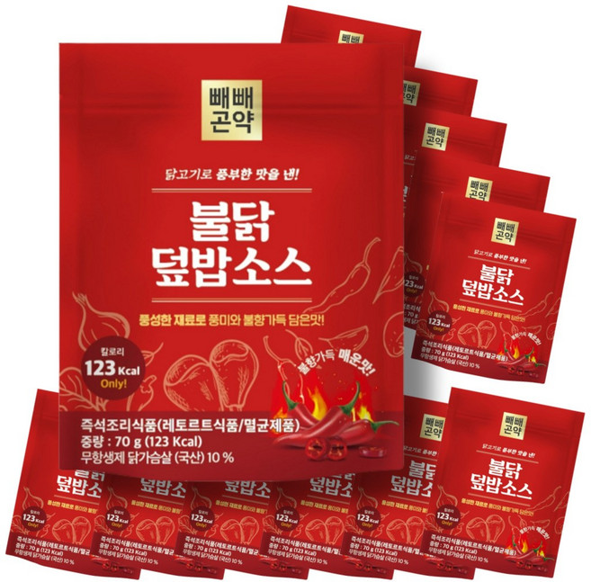 빼빼곤약 불닭 덮밥소스 123칼로리 간편한 한끼, 12개, 70g