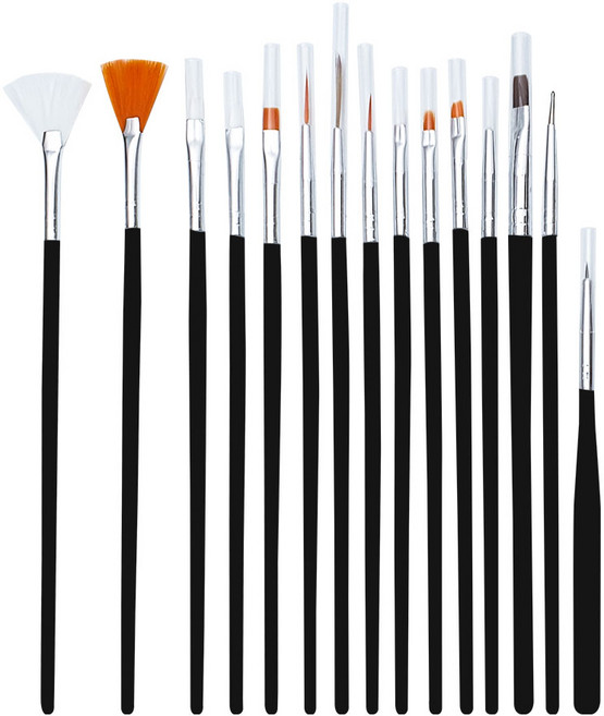 네일 브러쉬 15종 세트, 1개, 15종브러쉬-블랙