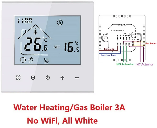 M4A 투야 스마트 온도 조절기 물 및 전기 바닥 난방용 Wi-Fi 옵션 알렉사 구글 홈 터치 디스플레이 통한 음, 06 GA-3A NO WIFI-W