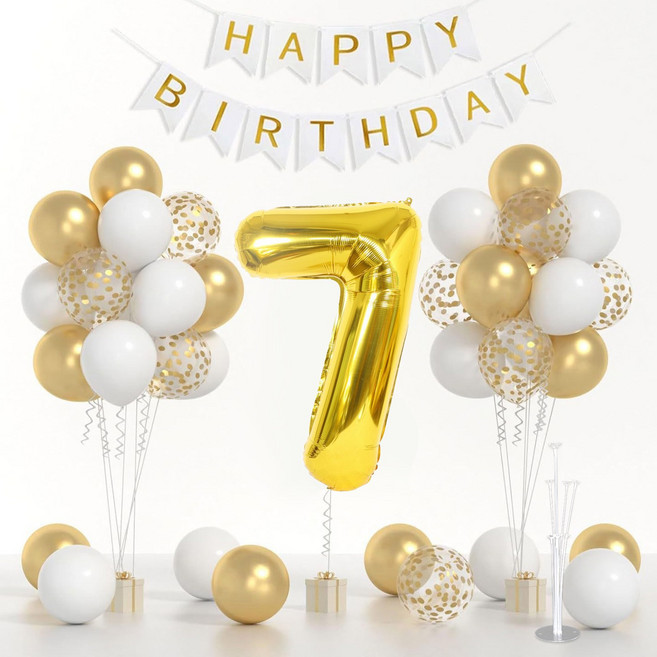 파티 용품 생일파티 풍선 올인원 세트, 1세트, 골드 7