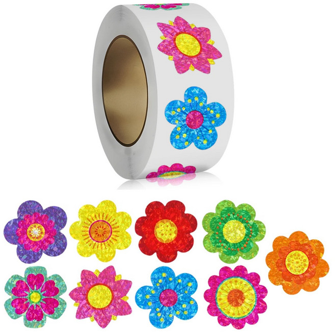 스노벨 반짝이 9종 꽃잎 플라워 방수 스티커, 500매(S758), 1개