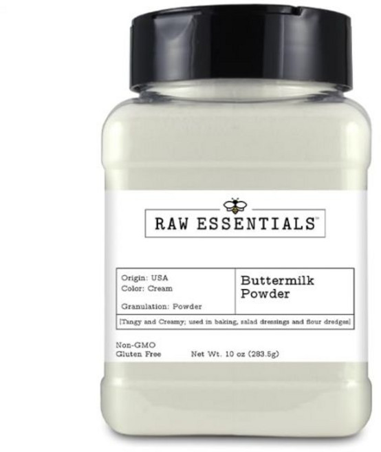 Raw Essentials 우유 밀크 파우더 가루 분말 로우 에센셜스 버터밀크 새콤하고 크리미한 맛 베이킹 샐러드 드레싱 밀가루 옷 입히기에 사용 비변형 글루텐 프리 10온스