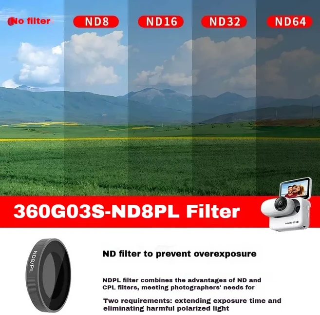 Insta360 GO 3S 액션 카메라 필터 세트용 광학 유리 렌즈 강력한 보호 UV/CPL/ND8/16/32/64 액세서리, 05 ND8