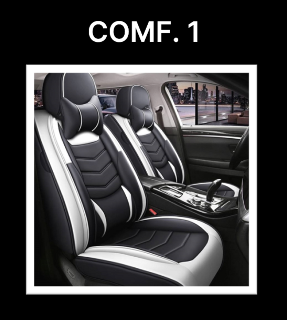 보르미모터스 ComF. 1 자동차 인조 가죽 시트 커버 차량 카 시트 보호 세트 풀커버 투톤 블랙 브라운 레드 화이트, 1세트, ComF. 1 화이트(운전석조수석뒷좌석세트)