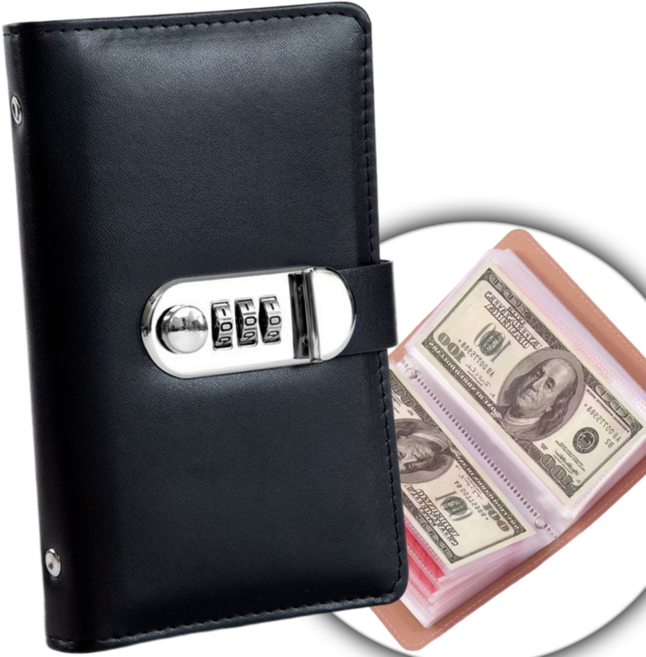 마루네 비밀 잠금 지폐 수집 앨범, 블랙, 1개, 50매