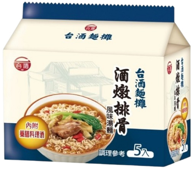 台酒TTL泡麵袋裝, 1個, 酒燉排骨風味湯麵 (5包/袋)