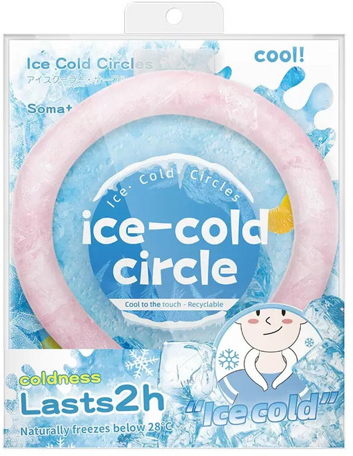 바이유 재사용 넥쿨러 아이스링 28도 이하 자동결빙 휴대 간편 냉감템 쿨링링, 핑크, 1개