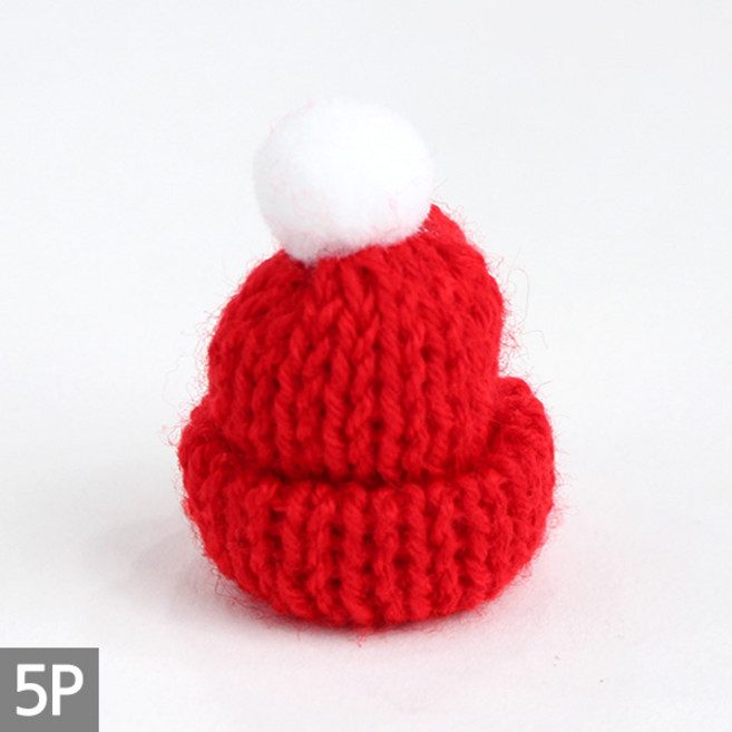 화분 크리스마트 트리 소품 장식 미니 방울 털모자 꾸미기 인테리어 가든픽 스투키, 레드, 5개