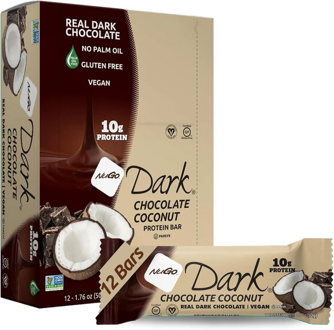 누고 다크 초콜릿 칩 12g 프로틴 바 텐 프리 코셔 파리브 12 카운트, Chocolate Coconut, 12 Count (Pack of, 12개 - 쿠팡