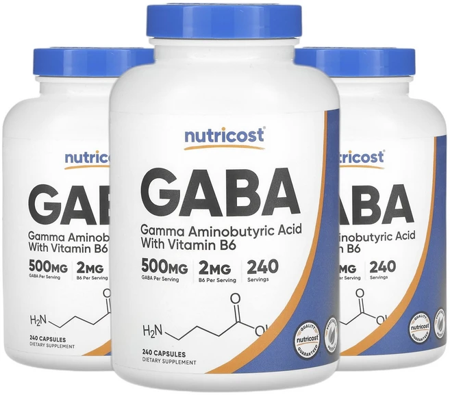 뉴트리코스트 가바 GABA 비타민B6 함유 500mg 캡슐 240정 2+1, 3개, 240회분 - 쿠팡
